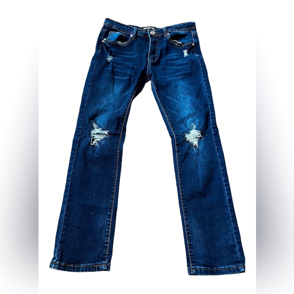 Boy’s Jeans Public Supply Co Skinny Fit Stretch, Ripped Dark  Blue Size 18